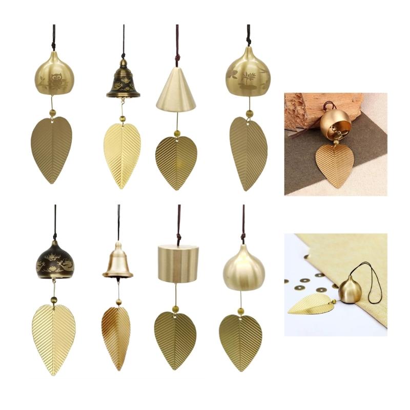Japanese Luck Leaf Wind Chimes for Outside Brass Wind Bells Indoor Garden Bells Campanula Handmade Garden Decorations