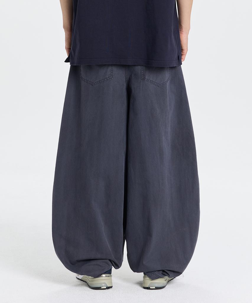 Gicheol Dyed Balloon Cotton Pants (Greyish Charcoal)