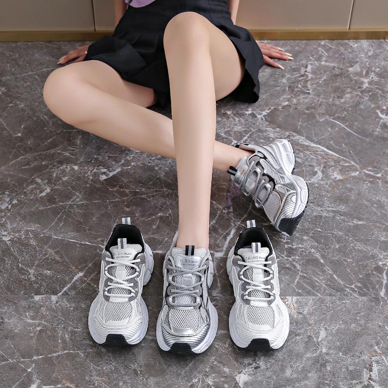 Women's shoes summer new thick-soled breathable mesh color matching running casual versatile sports lightweight women's shoes