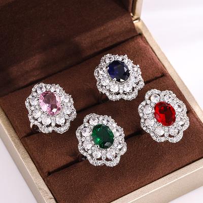 Luxury Geometric Ring for Women Fashion Red Zircon Ring Party Jewelry Anniversary Birthday Jewelry Gift