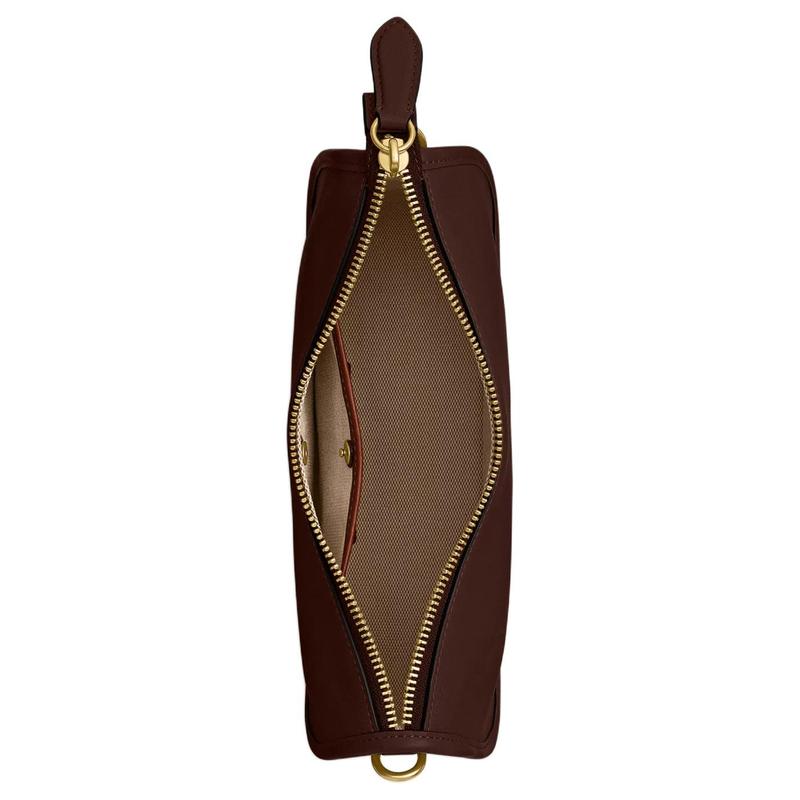 Coach Waverly 24 Brand Logo Grained Leather Shoulder Bag Medium Women's Maple Brown