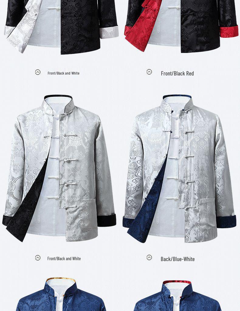 Men's Reversible Tang Suit Jacket - Spring/Autumn Casual Hanfu for Dad and Grandpa