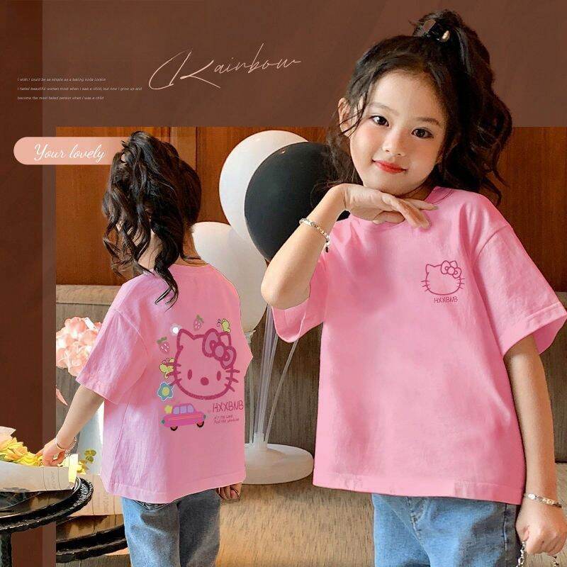 T-shirt short sleeved loose top, children s fashionable summer casual cartoon printed sportswear 140