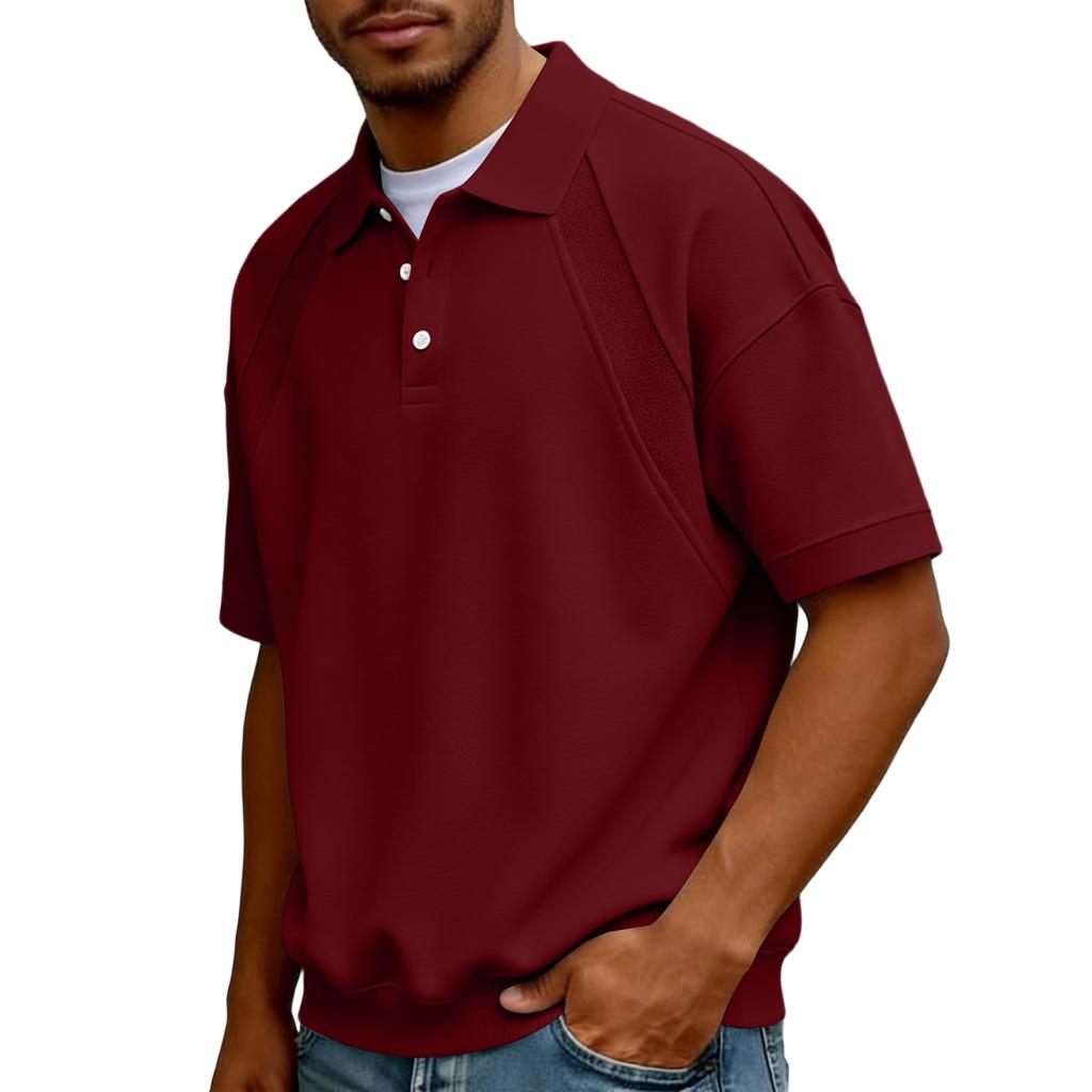 Men's  Collar Buttoned Casual Loose-fitting Pullover Short-sleeved Shirt