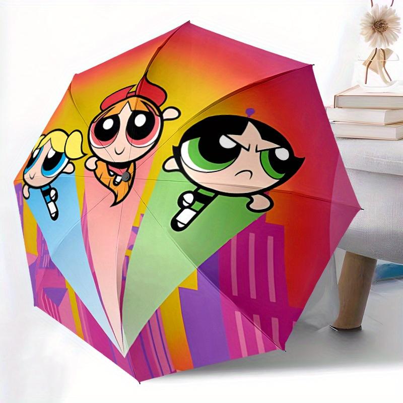 1pc Powerpuff Girls Automatic Umbrella - 8-Rib Foldable Design, Outdoor Adventures, Durable Canopy Material yy250823149