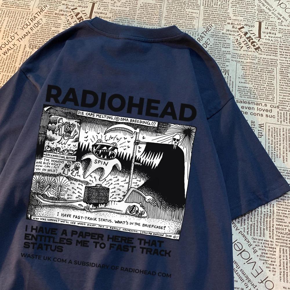 Radiohead North America Tour Rock Boy T-Shirt Men Women Hip Hop Breathable Clothing Breathable Loose T-Shirts New Cotton Tshirt