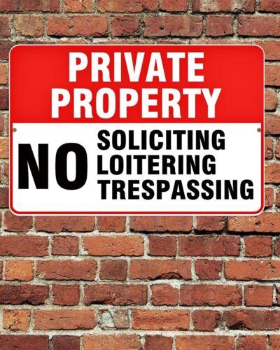 Private Property No Soliciting Loitering Trespassing Sign Aluminum Metal xAluminum 20x30cm（7.8x11.8inch）