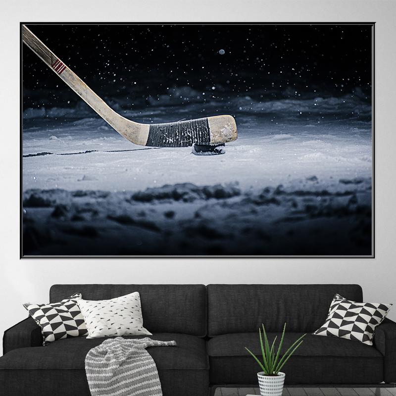 Modern Stick On Ice Hockey Canvas Painting Winter Sport Posters and Prints Hockey Player Wall Art for Living Room Home Decor