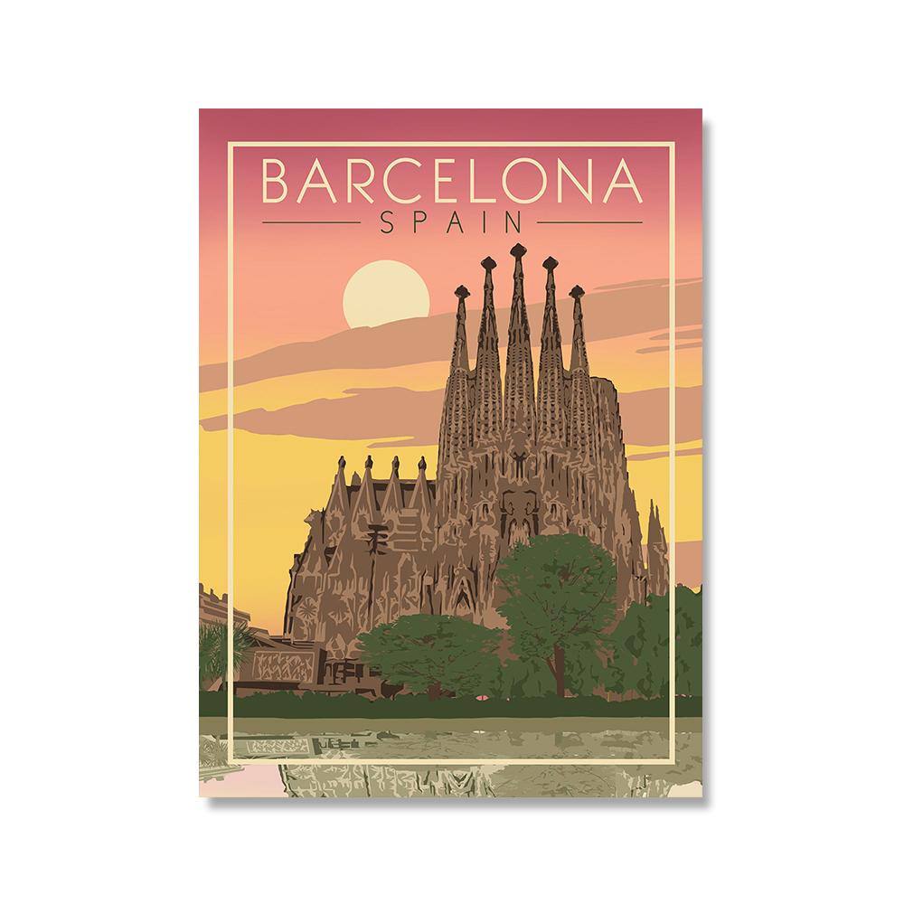 Travel Scenery Canvas Paintings Vintage Spain Denmark Moscow Norway Picture Landscape Wall Art Poster For Living Room Home Decor