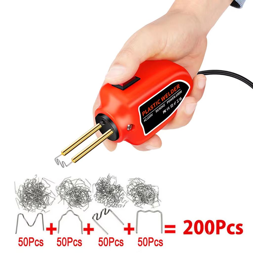 100W Portable Plastic Welder Hot Stapler Plastic Repair Kit Car Bumper Crack Kayak Repair Plastic Welding Machine Soldering Iron