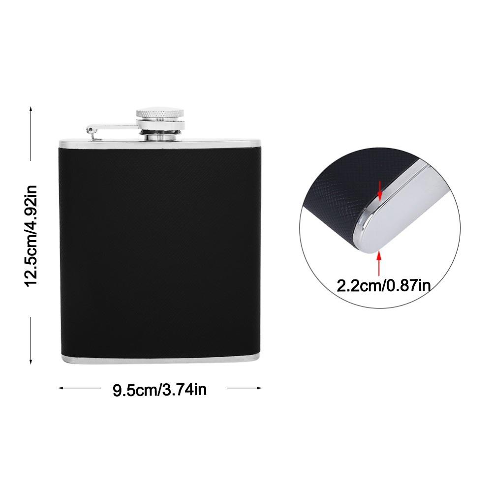 

4 Piece Set Stainless Steel Leather Flask Black Leather Liquor Flask Generic Hip Flask Gift