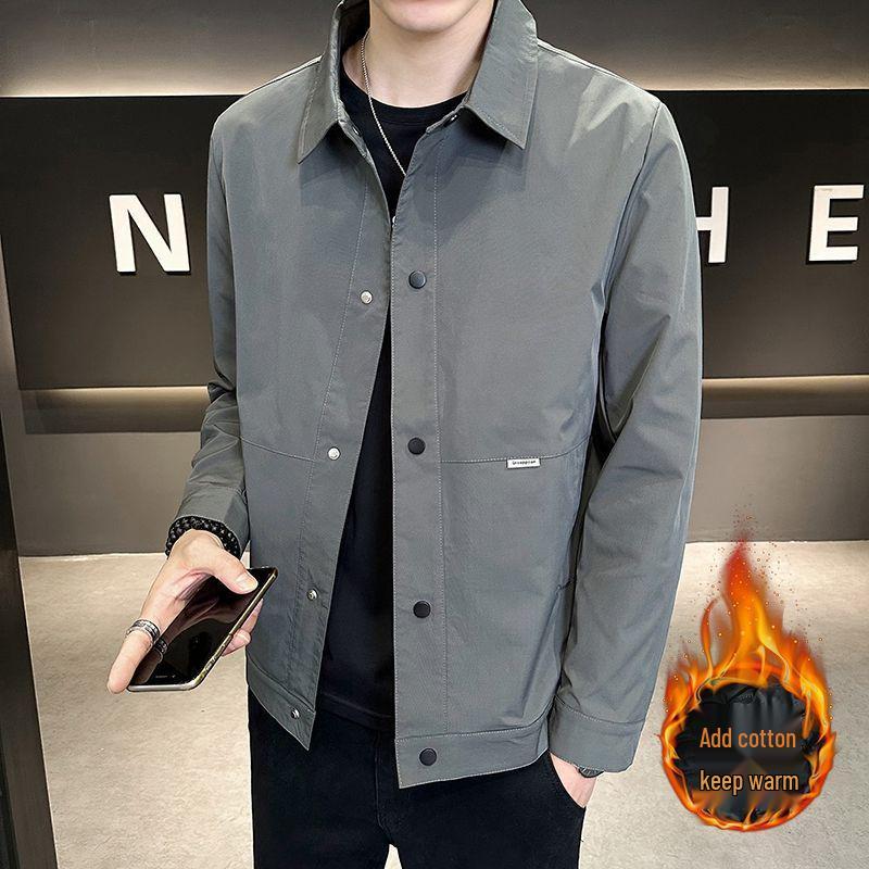 Men's Slim Fit Cotton Jacket - Stylish, Warm, Versatile, Turn-Down Collar for Autumn and Winter