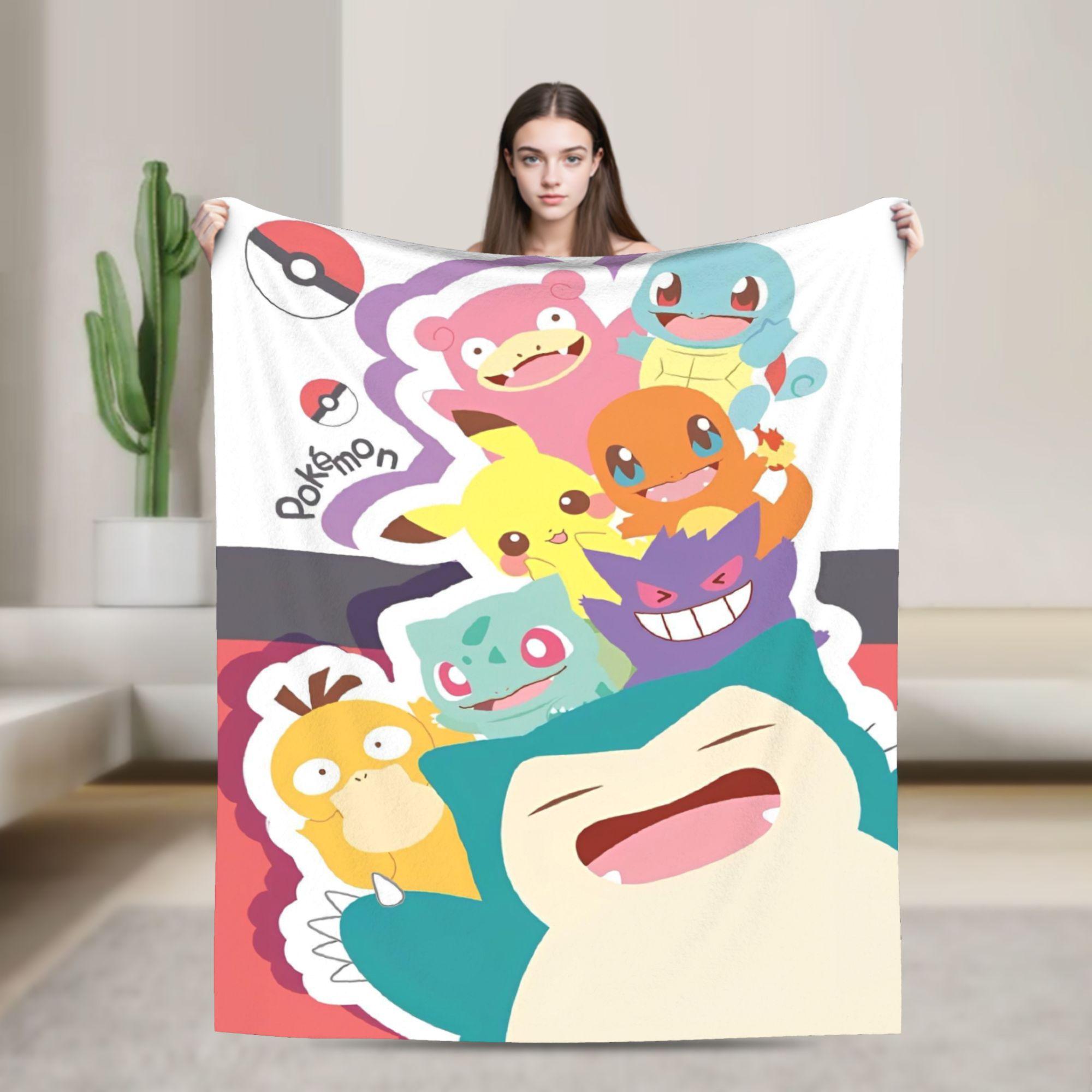 

Kawaii Pocket Monster Blankets Flannel Winter Multi-function Lightweight Thin Throw Blankets for Bed Car Plush Thin Quilt 75x90cm