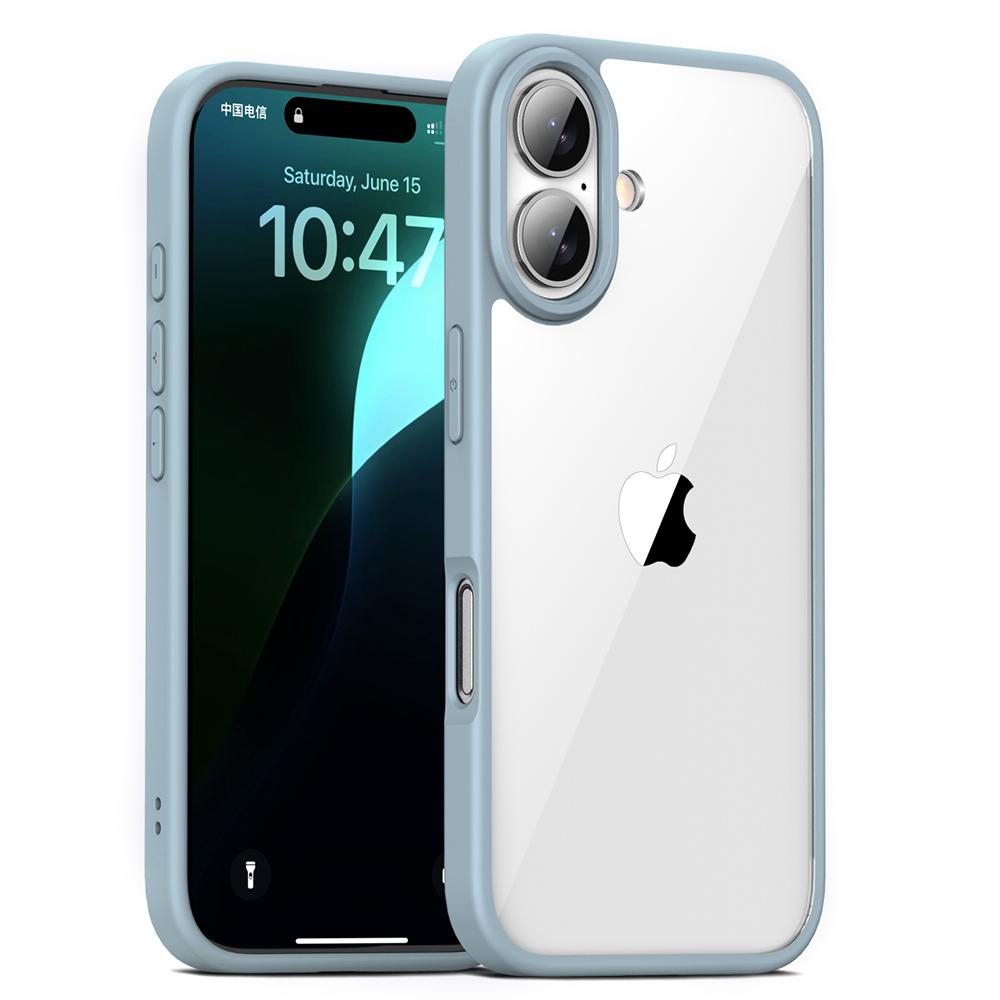 

For iPhone 16 Plus Case Shockproof Slim Hard PC+Soft TPU Phone Cover Baby Blue