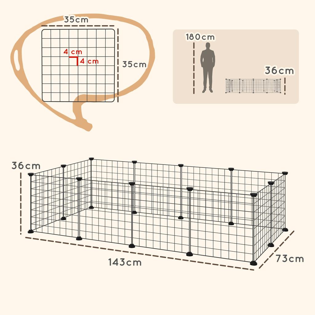 DIY Pet Playpen Metal Wire Fence 12 Panel Enclosure Indoor Outdoor Guinea Pig Bunny Small Animals Cage Black
