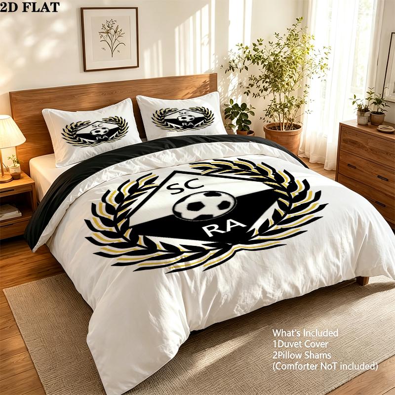 SC Rheindorf Altach Muster Bettwäsche Steppbett-Set Bettbezug Kissenbezug Heimdekoration Geburtstagsgeschenk (1 * Bettbezug + 2 * Kissenbezug ohne Füllung)