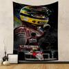 Legenda wyścigów Ayrton Senna kask portret samochodu Wzorzysta gobelinowa tkanina do sypialni i salonu dekoracja domu sofy