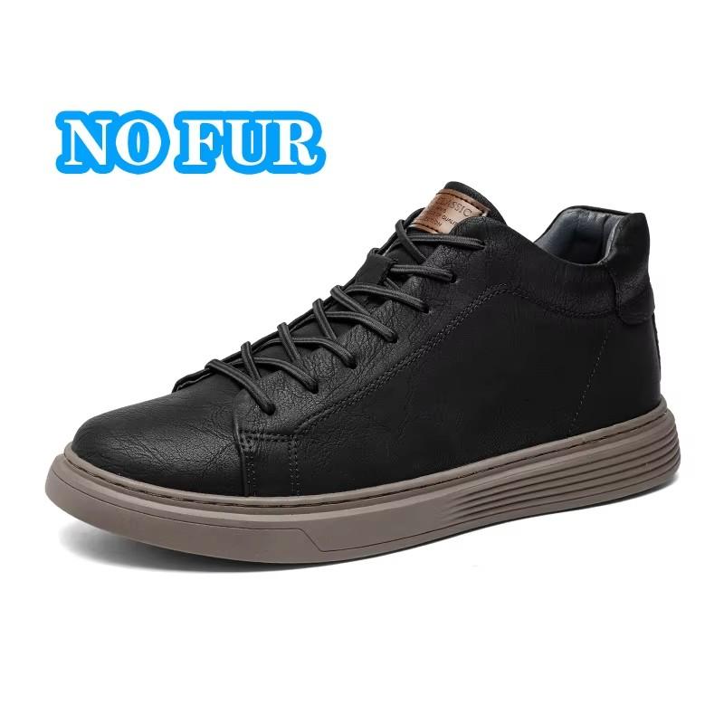 Fashion Classic Lace Up Walking Shoe Warm Plush Fur Winter Sneakers Genuine Leather Men's Basic Boots Autumn Winter Outdoor Casual Boots