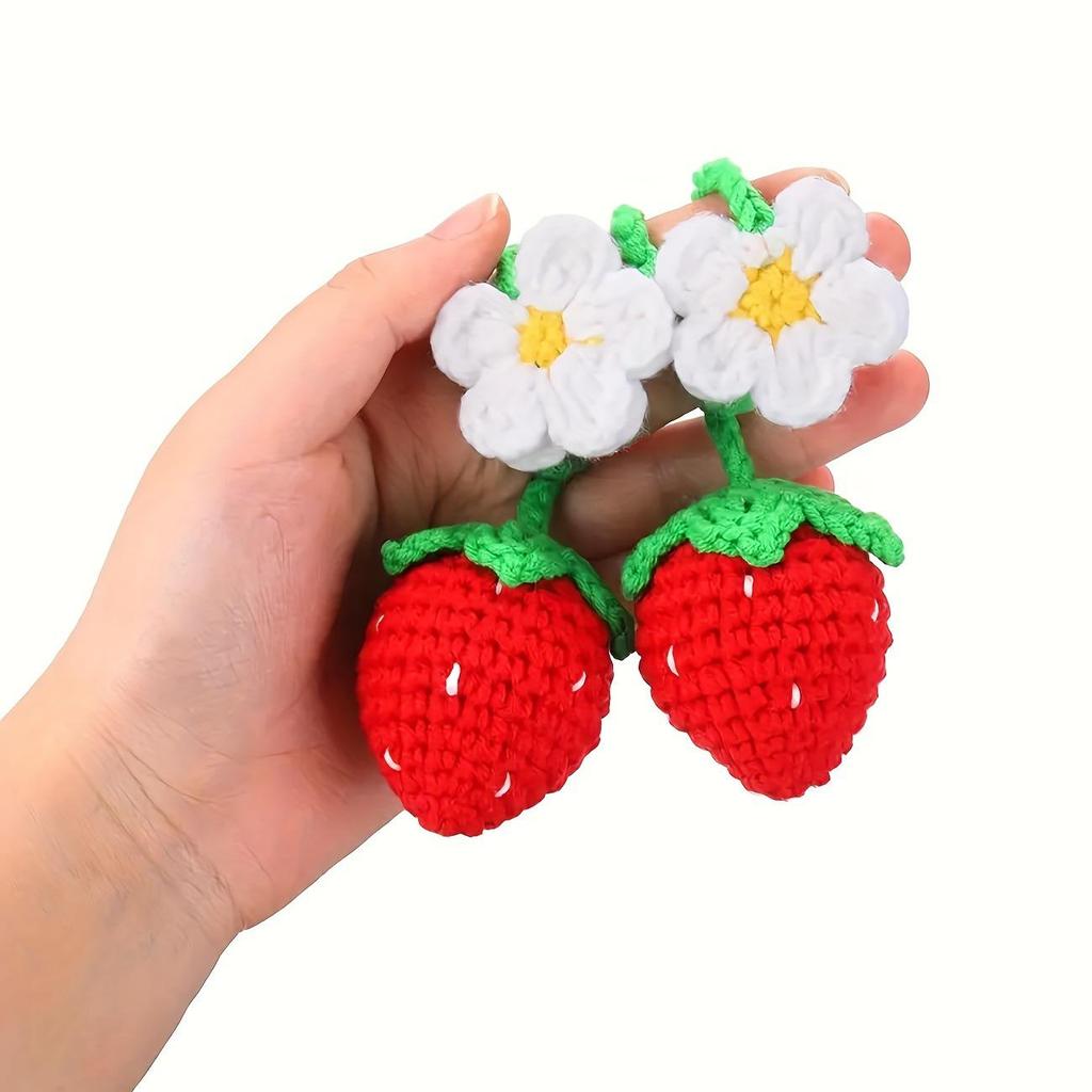 Handmade Knitted Strawberry Car Ornament Hook: Elegant DIY Decor