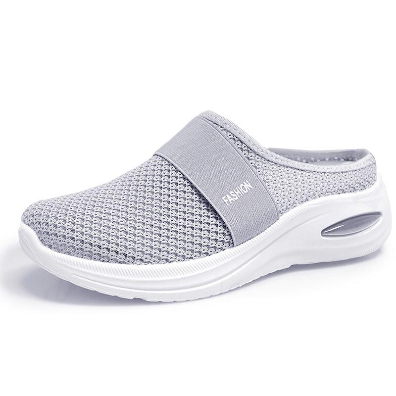 Летние новые модные и универсальные женские туфли Half Drag повседневная обувь на толстой подошве с воздушной подушкой 36 серый 1373₽