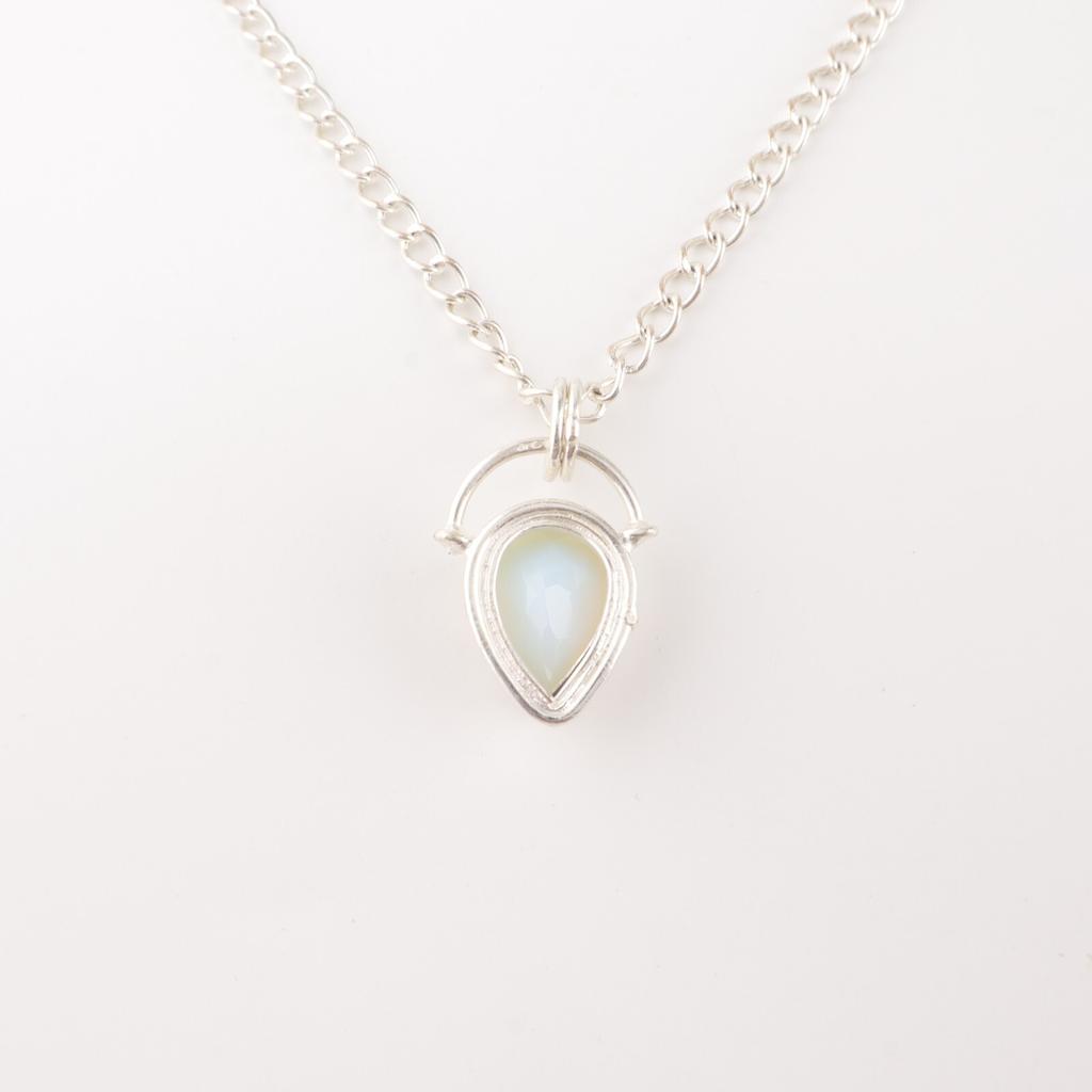 Aqua Chalcedony Gemstone 925 Sterling Silver Jewelry Handmade Boho Pendant 1.01" PP-56-18