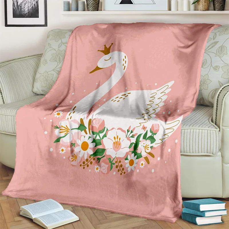 3D Cute Swan Princess Cartoon Cygnus Blanket,Soft Throw Blanket for Home Bedroom Bed Sofa Picnic Travel Office Cover Blanket Kid