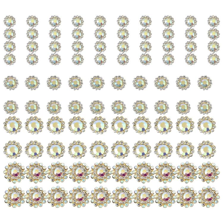 100Pcs Decorative Sew on Rhinestones Flower Shape Sew on Rhinestones for Clothing Dress Shoes Bag Hat and Sewing Project