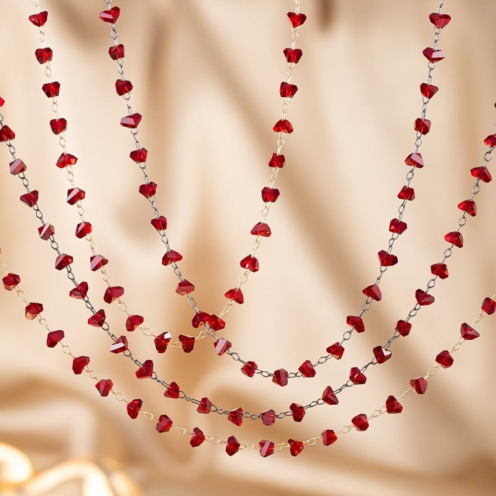 Red Beads Crystal Stone Chains 1Meter Tassel Chain Fashion Copper Chain for Necklaces Bracelets