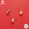 BISAER 925 Silver Lucky Koi Cat Pawprint Charm Bead Weaved Bag Pendant Plated Gold Fit Women DIY Bracelet Fine Jewelry