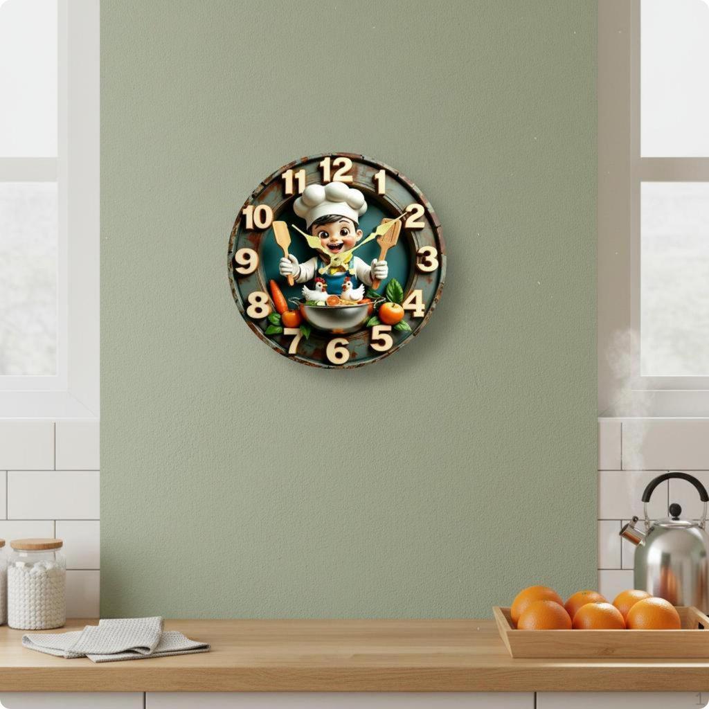 2D Wall Clock Light Luxury Silent Decorative Home Decor 20CM Hs0091