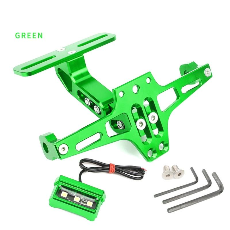 Adjustable Motorcycle License Plate Bracket Holder Integrated LED Light For Night Riding Heavy Duty Aluminum Alloy Frame