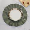 6Pack Round Placemats Solid Color Ruffles Woven Washable Table Mats for Dining Table Heat Resistant Non-Slip Kitchen Accessories