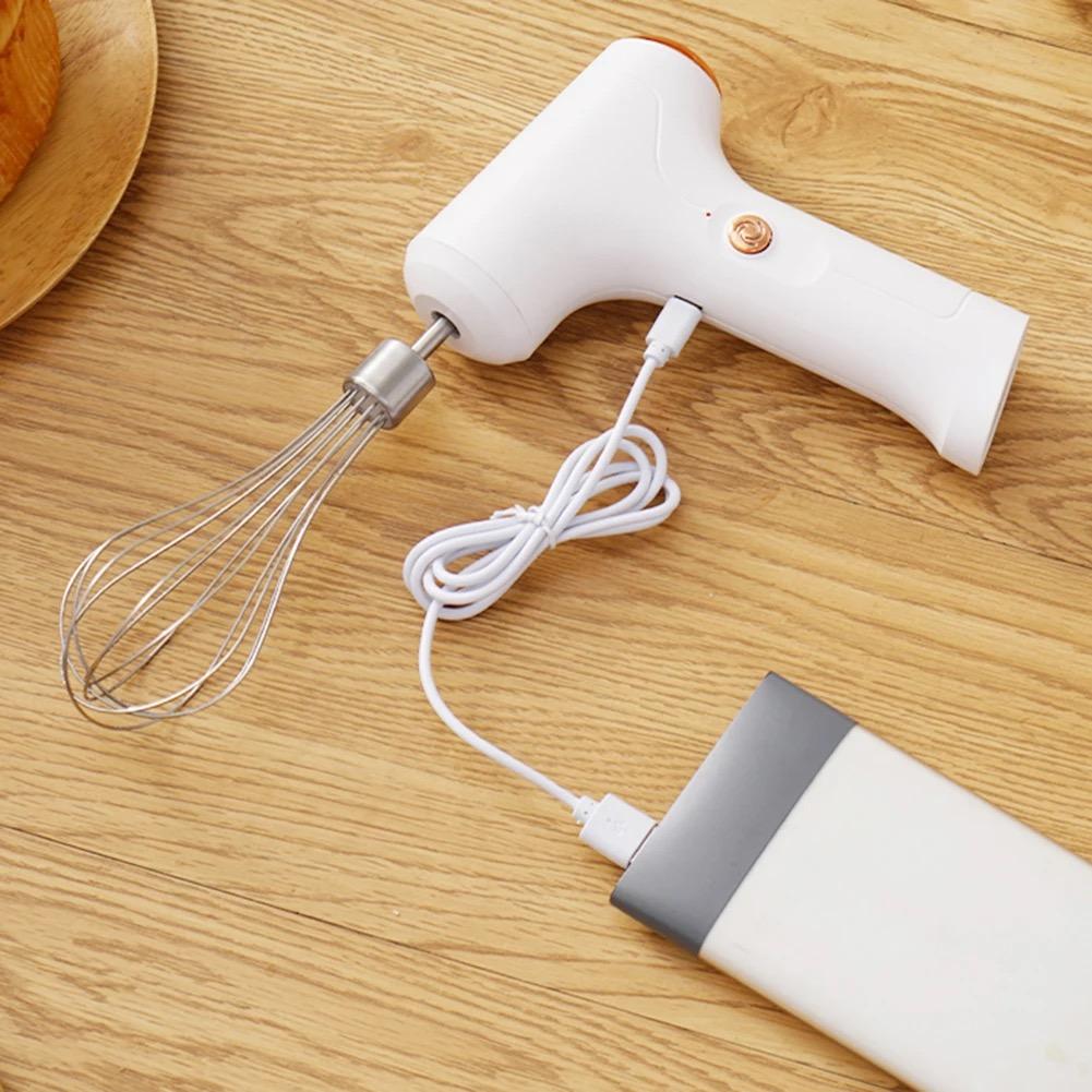 Cordless Hand Mixer, Electric Whisk Rechargeable Handheld Egg Blender, Portable Whisk for Breakfast Pancake