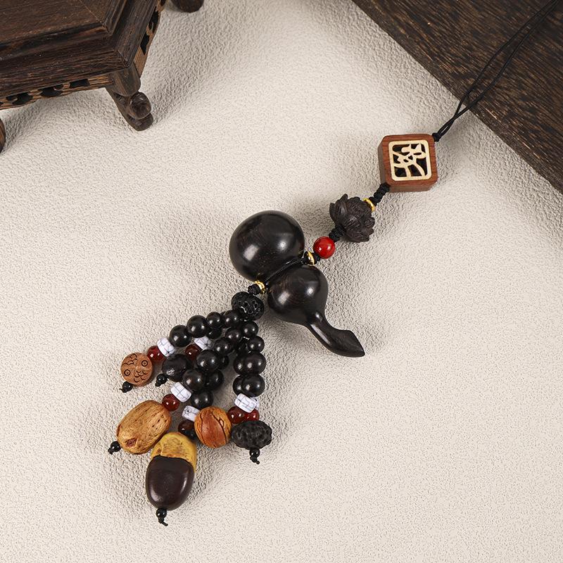 Peace Fortune Sandalwood Bodhi Gourd Pendant - Creative Luck Charm and Car Accessory
