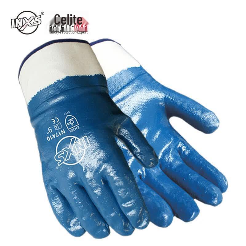 Sallit Safety N17410 Heavy-Duty Nitrile Coated Gloves Size 9