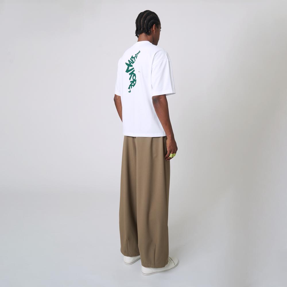 ATHPLATFORM Au42Th02 Half Sleeve Print Top_White