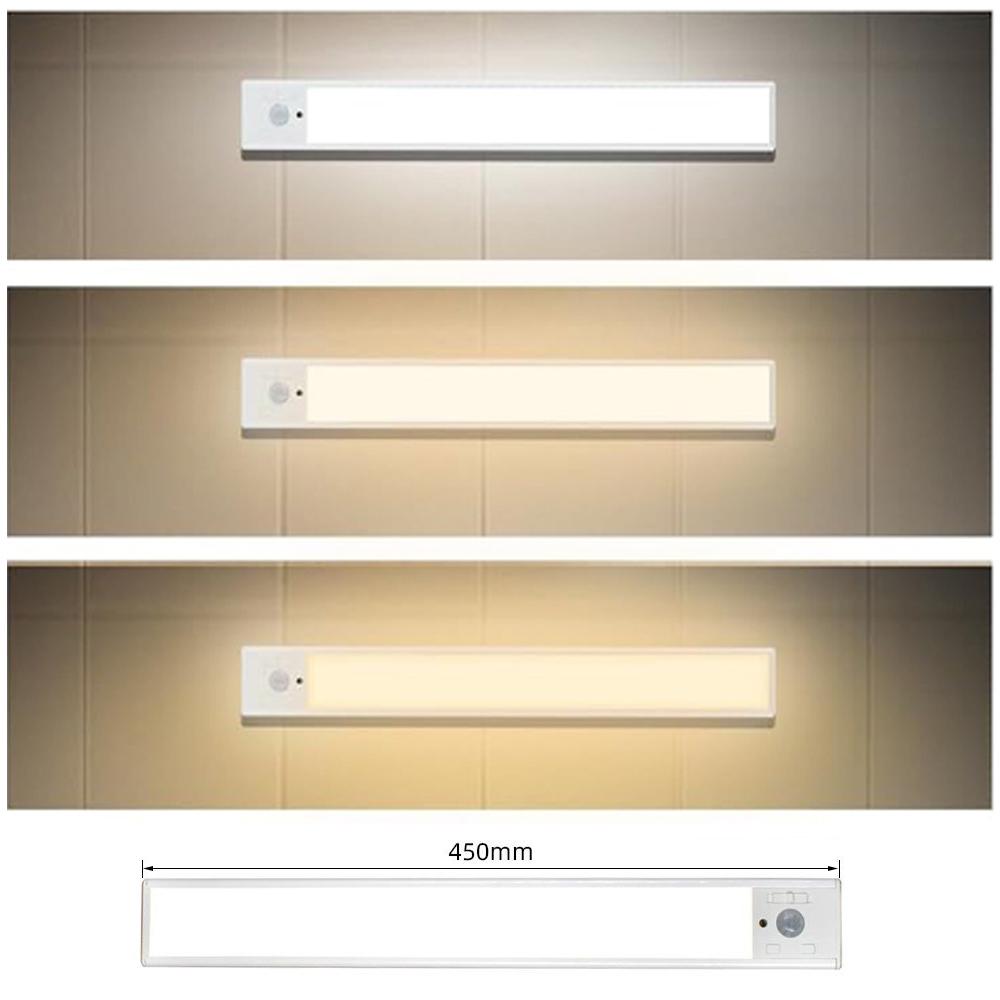 1PC 10/20/30/45cm Cabinet Lights Rechargeable Motion Sensor Indoor USB Charging Closet Light Battery Operated with 3 Color Lamp