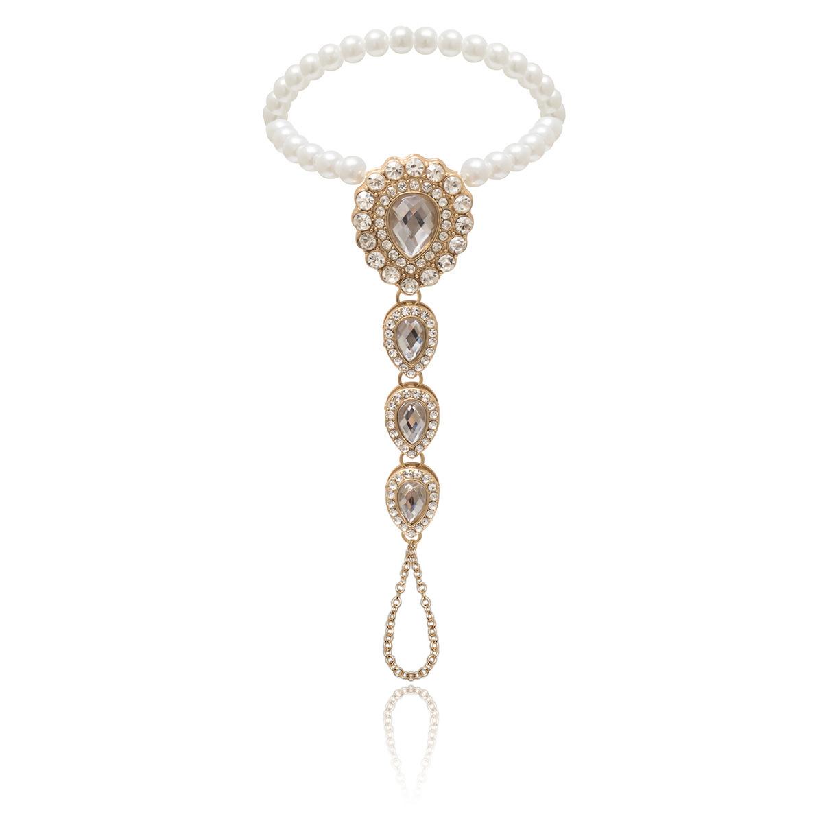 

JMXD-Роскошный каплевидный браслет с миниатюрным жемчугом и бриллиантами на палец - Геометрическая эстетика в пляжном стиле, элегантный стиль для ног