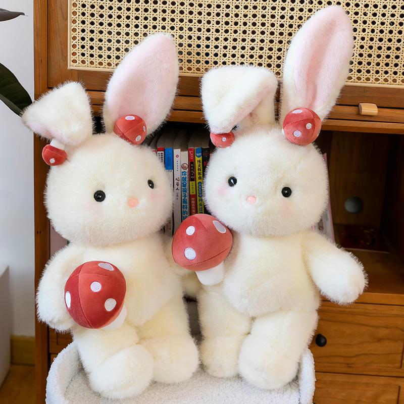Cute Little White Rabbit Doll Mushroom Rabbit Plush Toy Girl Sleeping with Doll Doll Birthday Gift