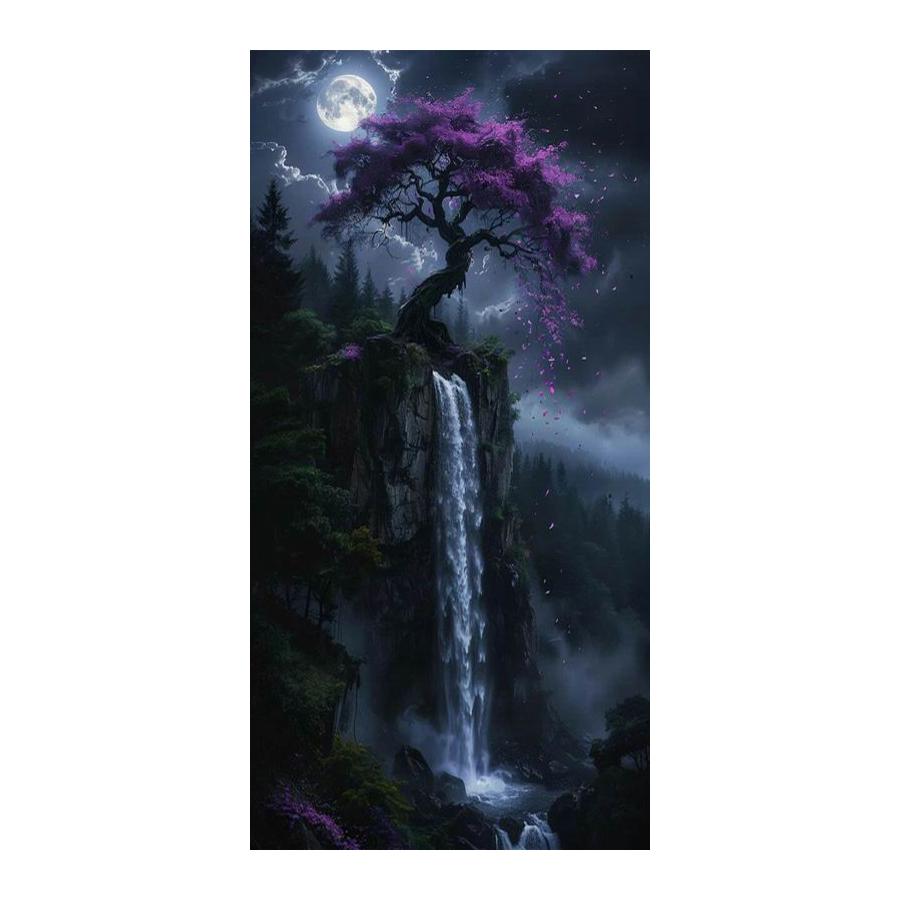 Moon Tree Waterfall Scenery Large Size Diamond Painting New Collection Landscape Diy Full Drill Rhinestone Embroidery Mosaic Cross Stitch Kits