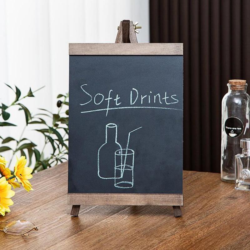 Vintage Small Blackboard Bar Counter Message Board Desktop Decoration Wooden Blackboard Stall Hand-Painted Sign Message Board