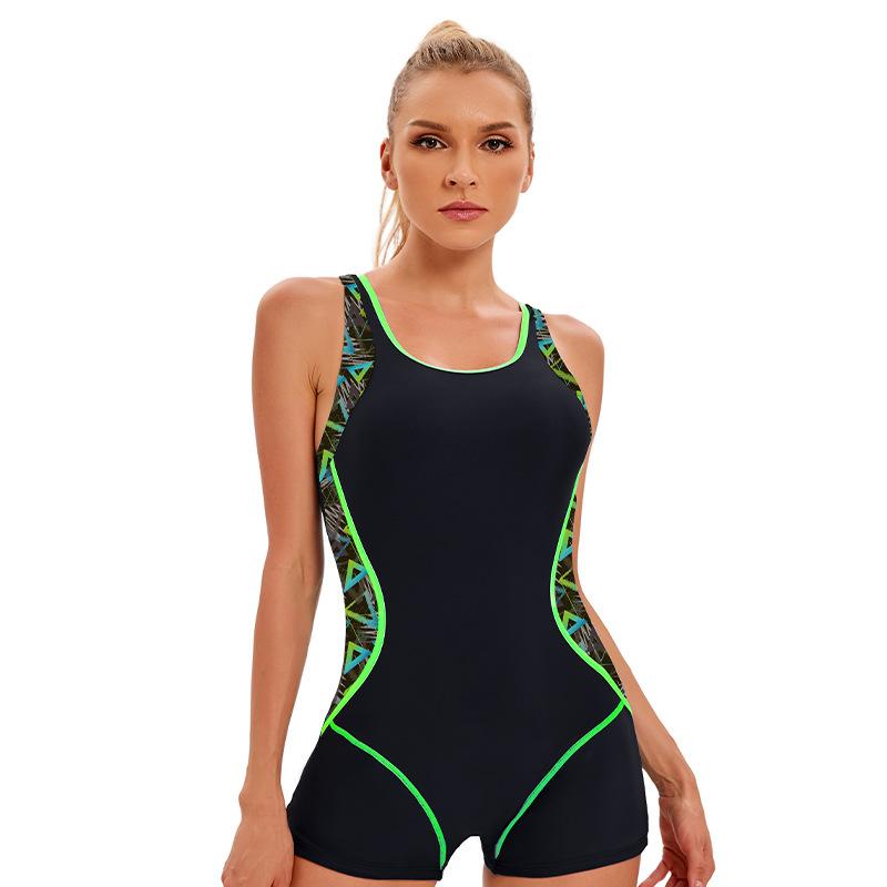 Women's Sports Swimsuit Conservative Colorblock Sleeveless Surfer Backless Swimsuit