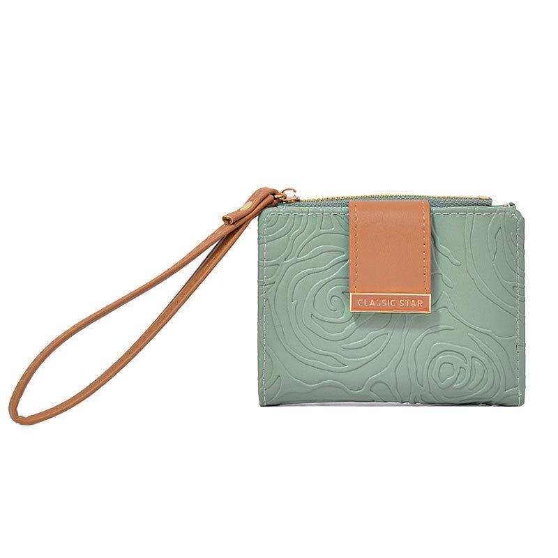 

New women s wallet women s high-end short wallet student women s ins women s zipper wallet зелений