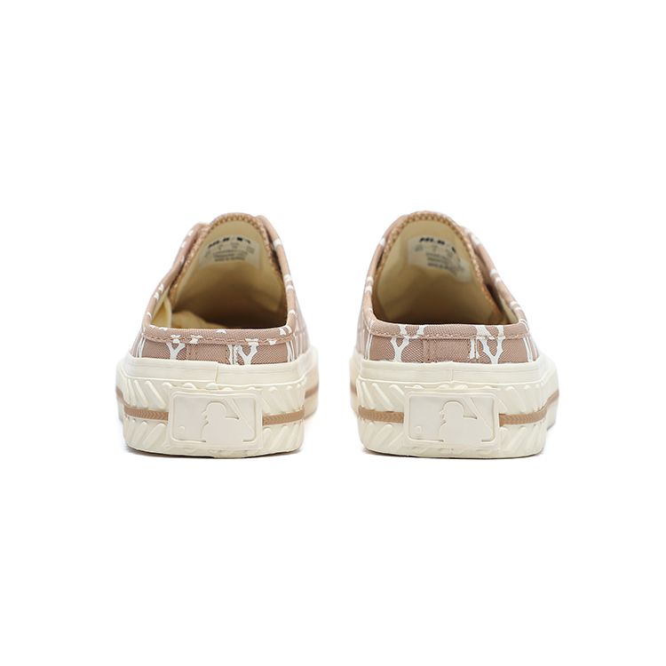 MLB Playball Mule Monogram Canvas Fashion Print Half Slippers Lightweight Breathable Low-Top Skate Shoes Unisex sneaker Beige 3AMUM212N-50BGD