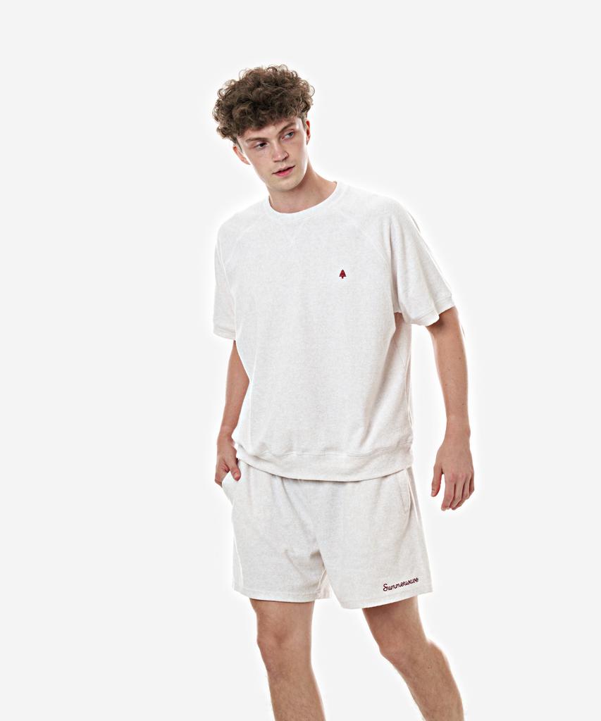 Beikeusyeocheu Terry Crew Neck Short Sleeve Oatmeal