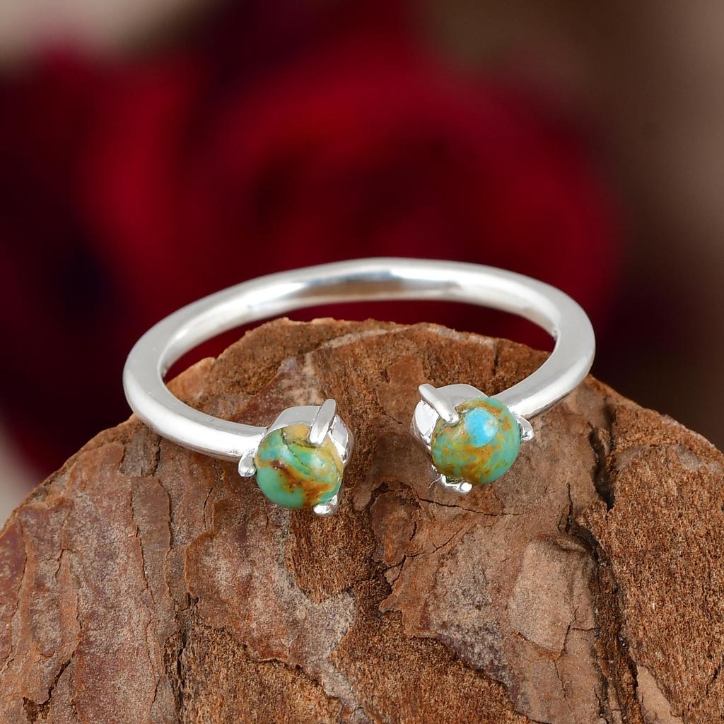Kingman Turquoise Ring, 925 Sterling Silver Ring, Minimalist Turquoise Band Ring, Dainty Gemstone Ring, December Birthstone Gift