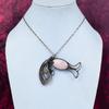 Pink Opal Gemstone Pendant Fish Pendant Copper Wire Wrapped Handmade Jewelry