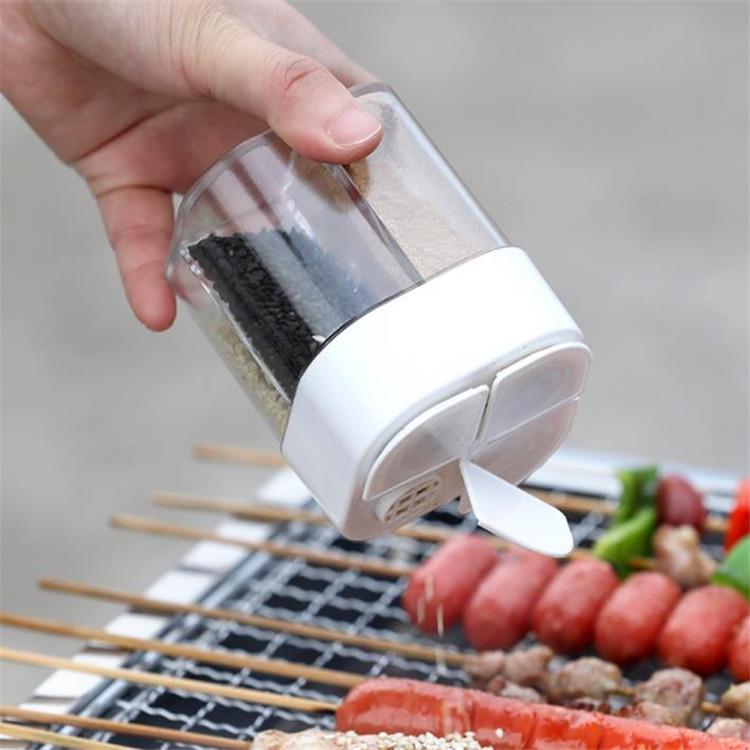 Four-Compartment Japanese-Style Seasoning Box with Lids for Kitchen or BBQ Use. серый
