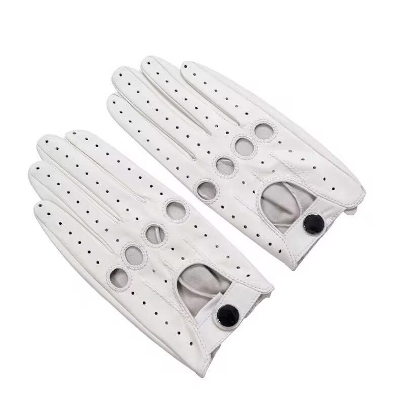Women's Full-Finger Perforated Leather Motorcycle Gloves AM013