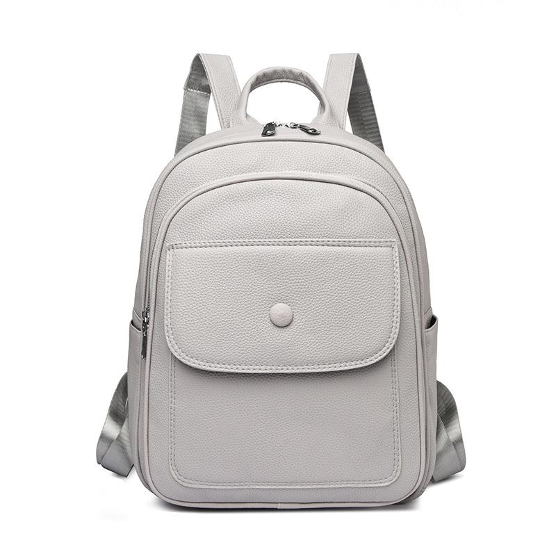 

Женский рюкзак из мягкой кожи большой вместимости, наплечная сумка, многофункциональный дорожный рюкзак серый